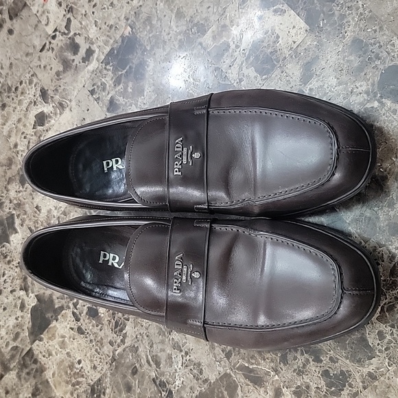 PRADA Brown Genuine Leather Men's Loafer's 8.5 - Picture 2 of 9